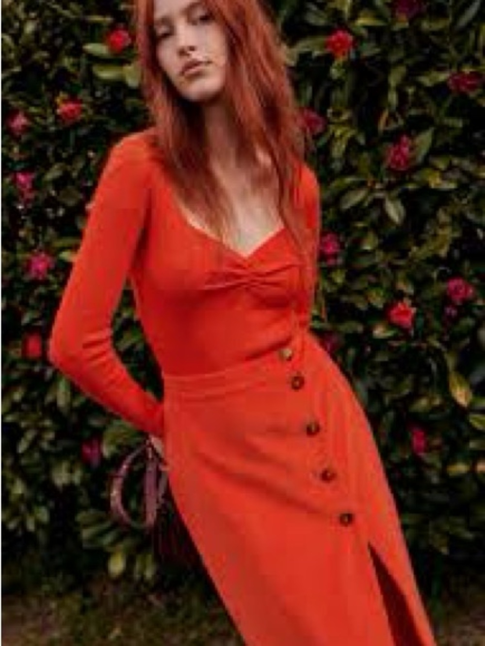 Sezane Jessie Bodysuit Rouge Orange. - Size XS